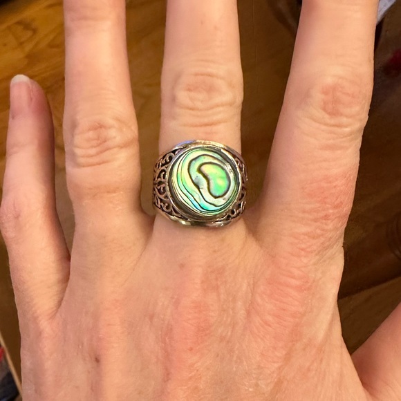 Vintage Abalone Sterling Silver Ring - Picture 3 of 7